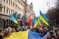 Fra en markering av toårsdagen for Russlands invasjon av Ukraina i Oslo i februar i år.